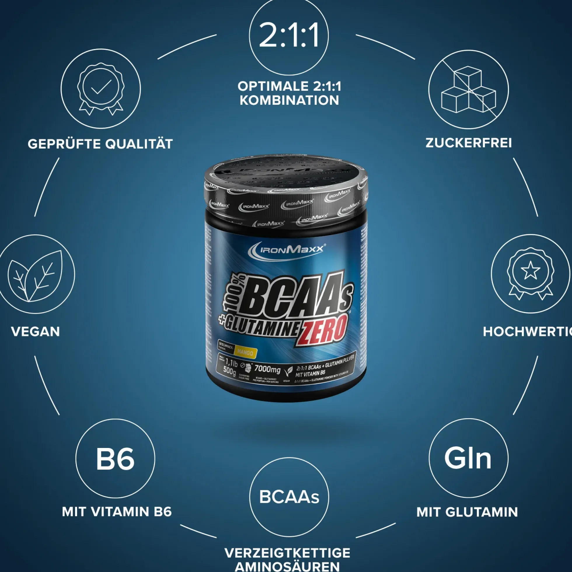 100% BCAAs + Glutamine Zero (500g)