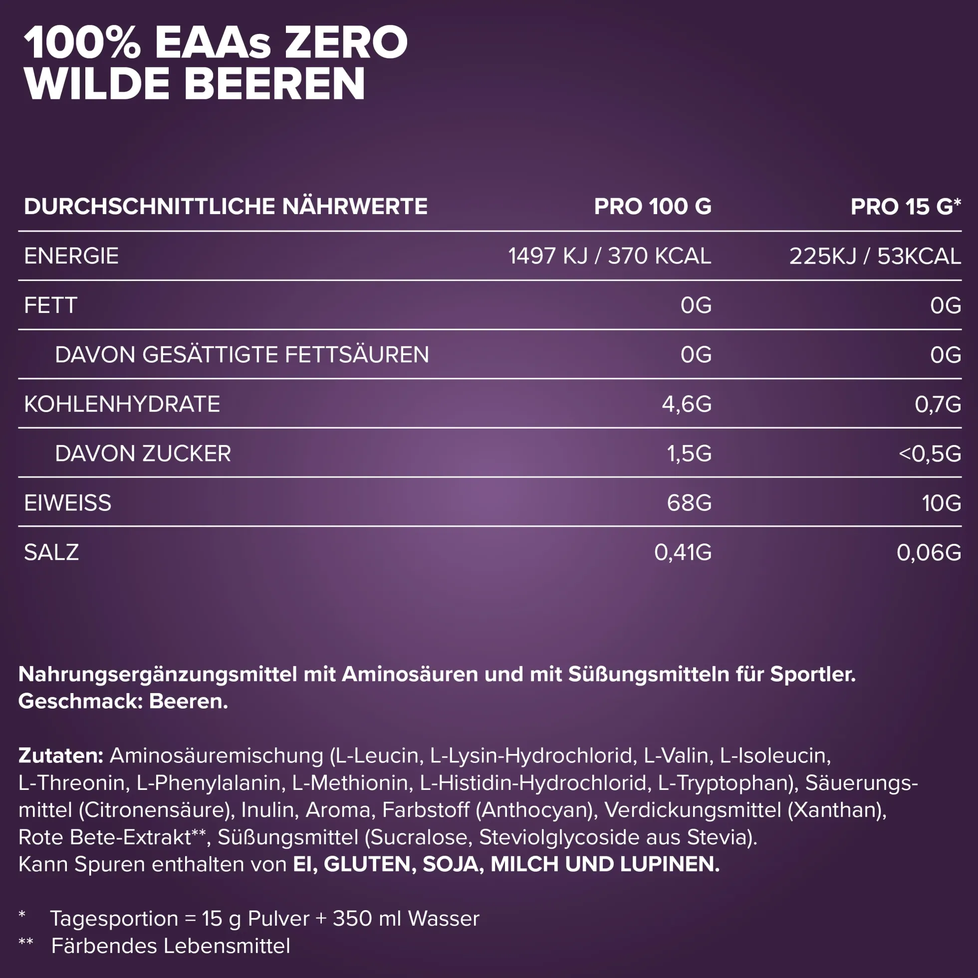 100% EAAs Zero (500g)