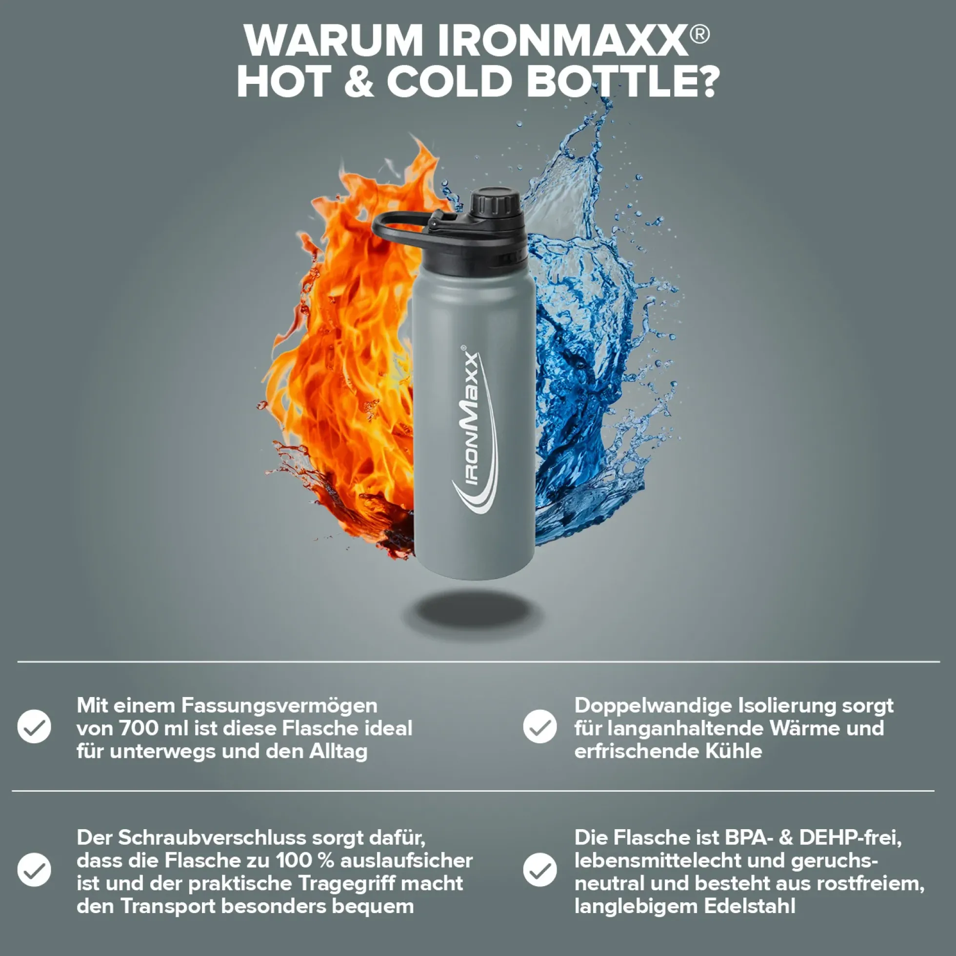 Hot & Cold Bottle Insulated Steel (800ml)