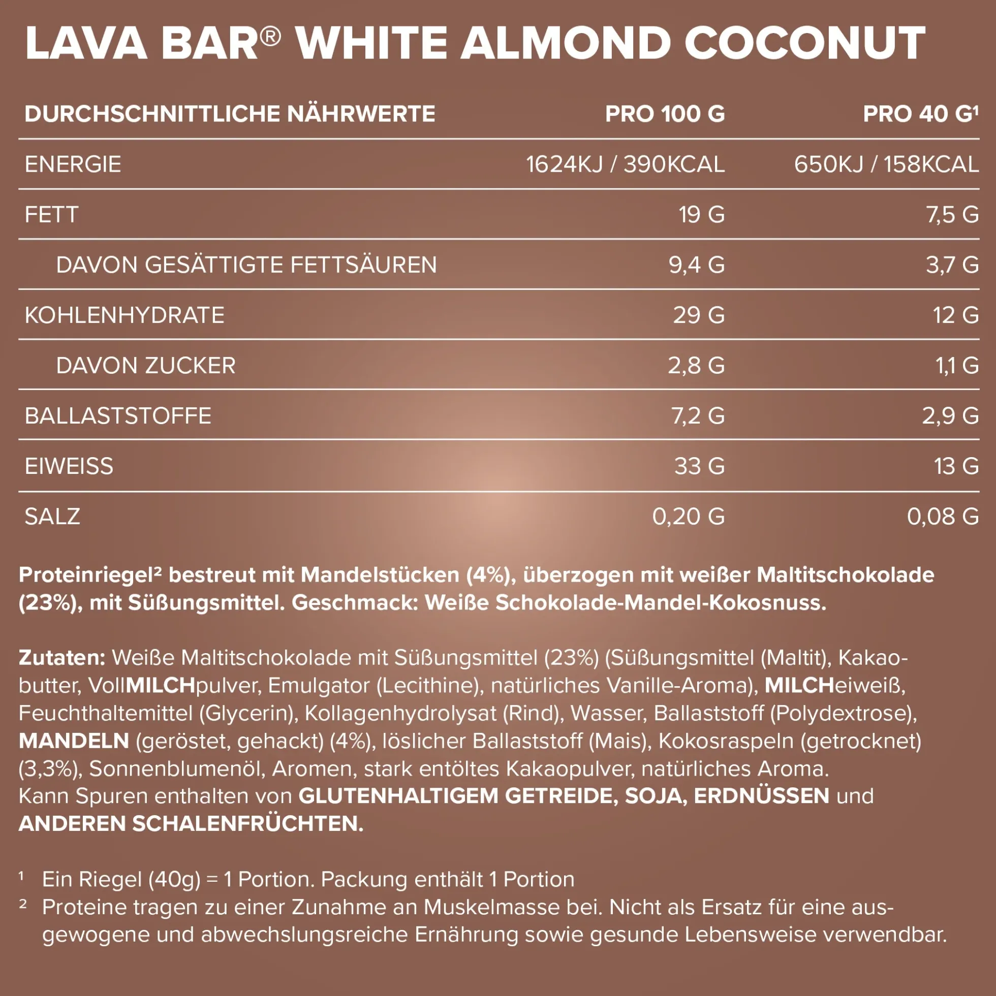 Lava Bar Protein Riegel (18x40g)