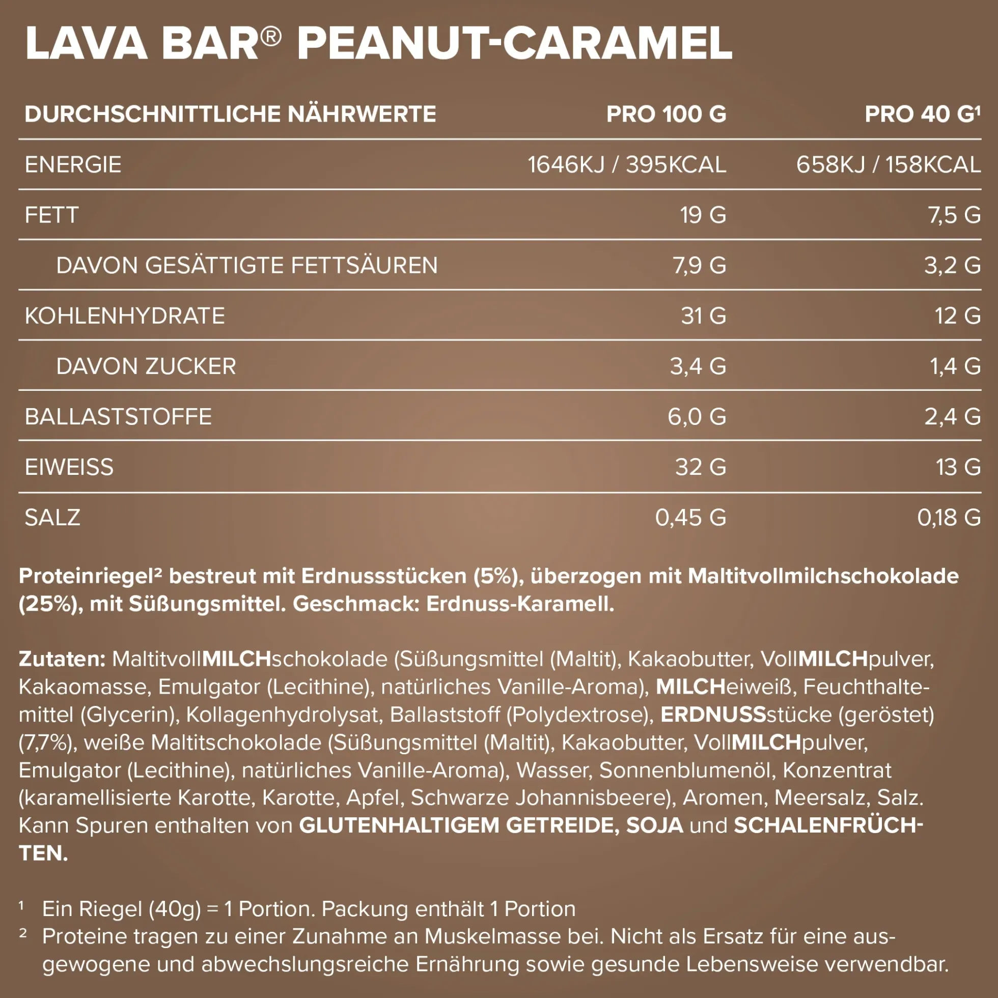 Lava Bar Protein Riegel (18x40g)
