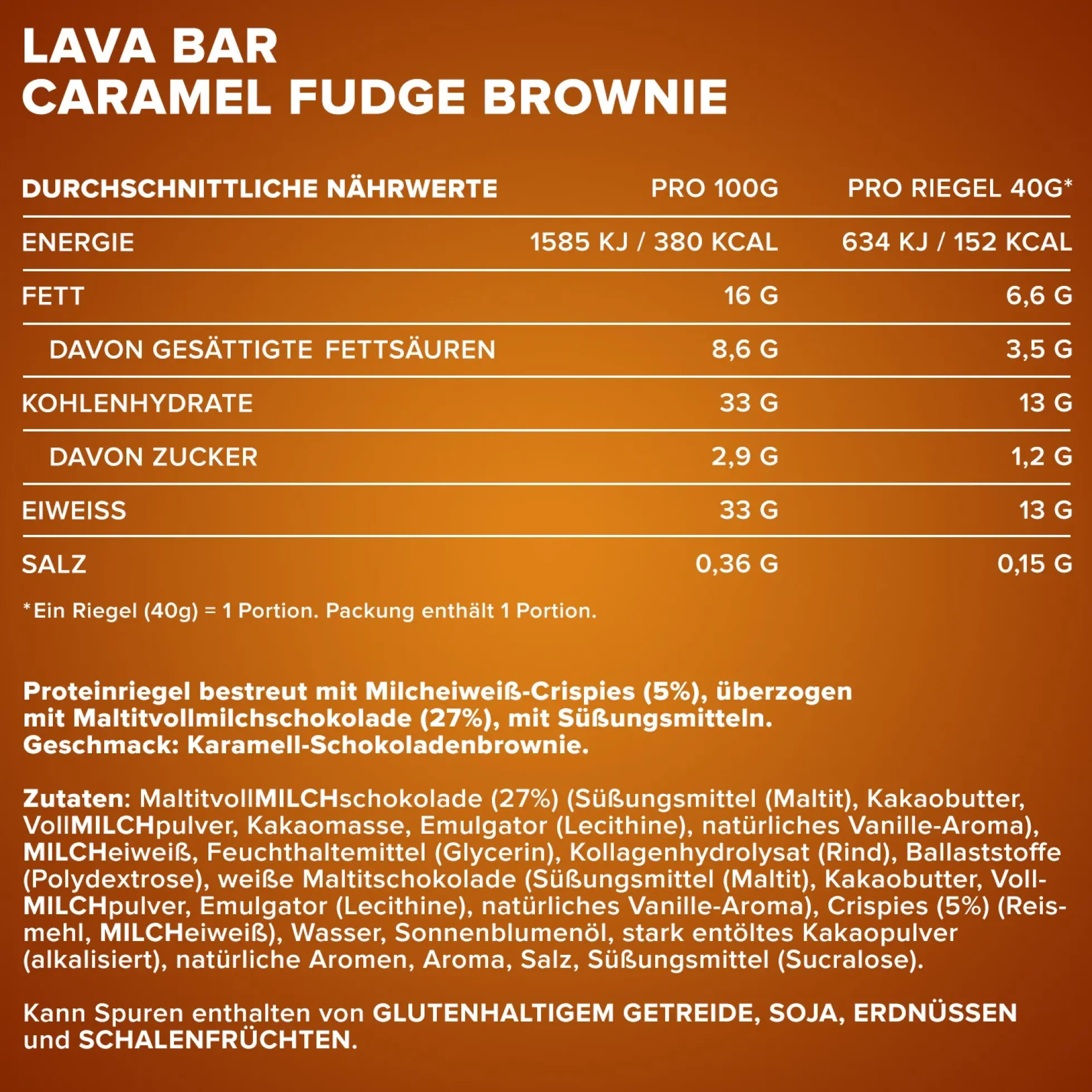 Lava Bar Protein Riegel (18x40g)