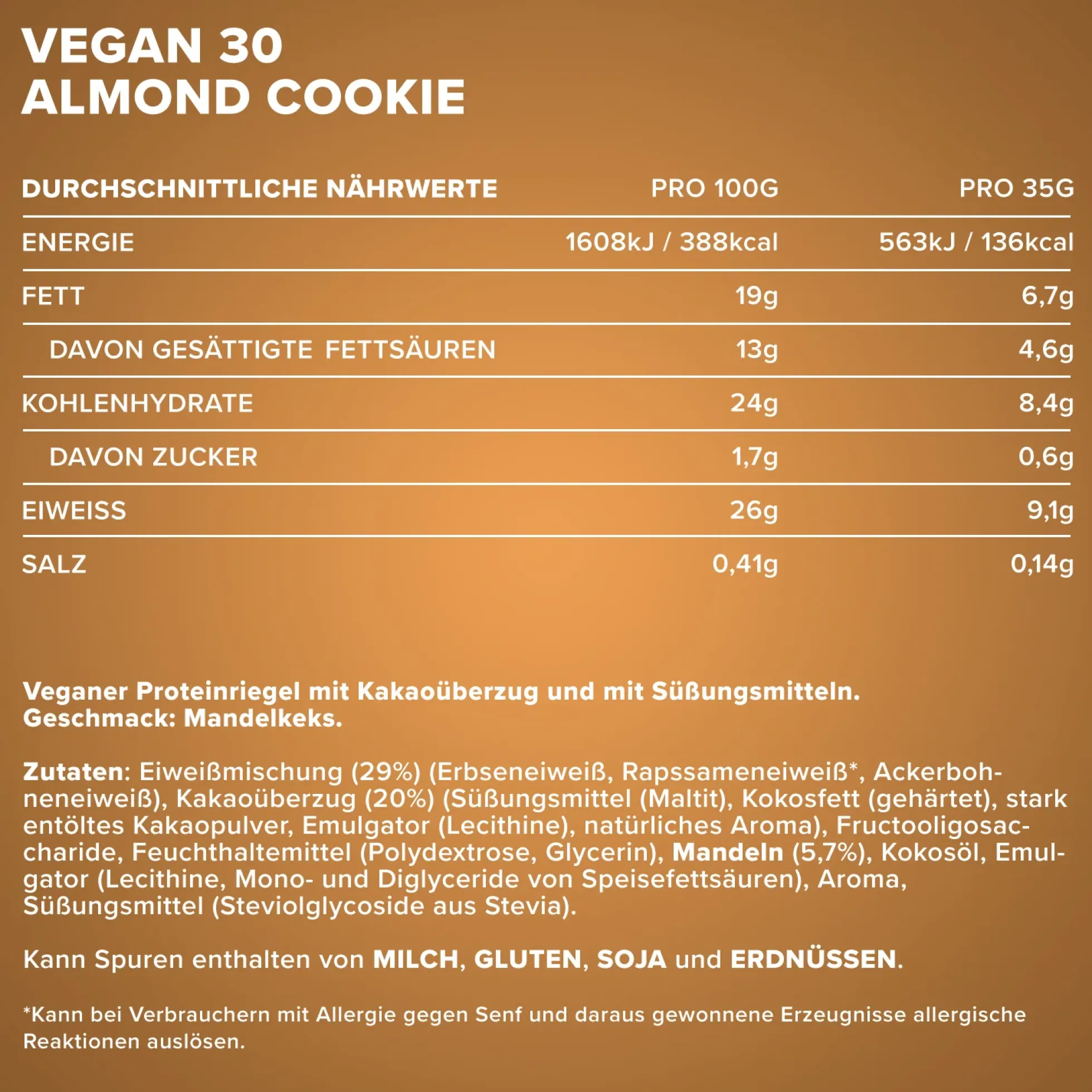 Vegan 30 Protein Riegel (24x35g)