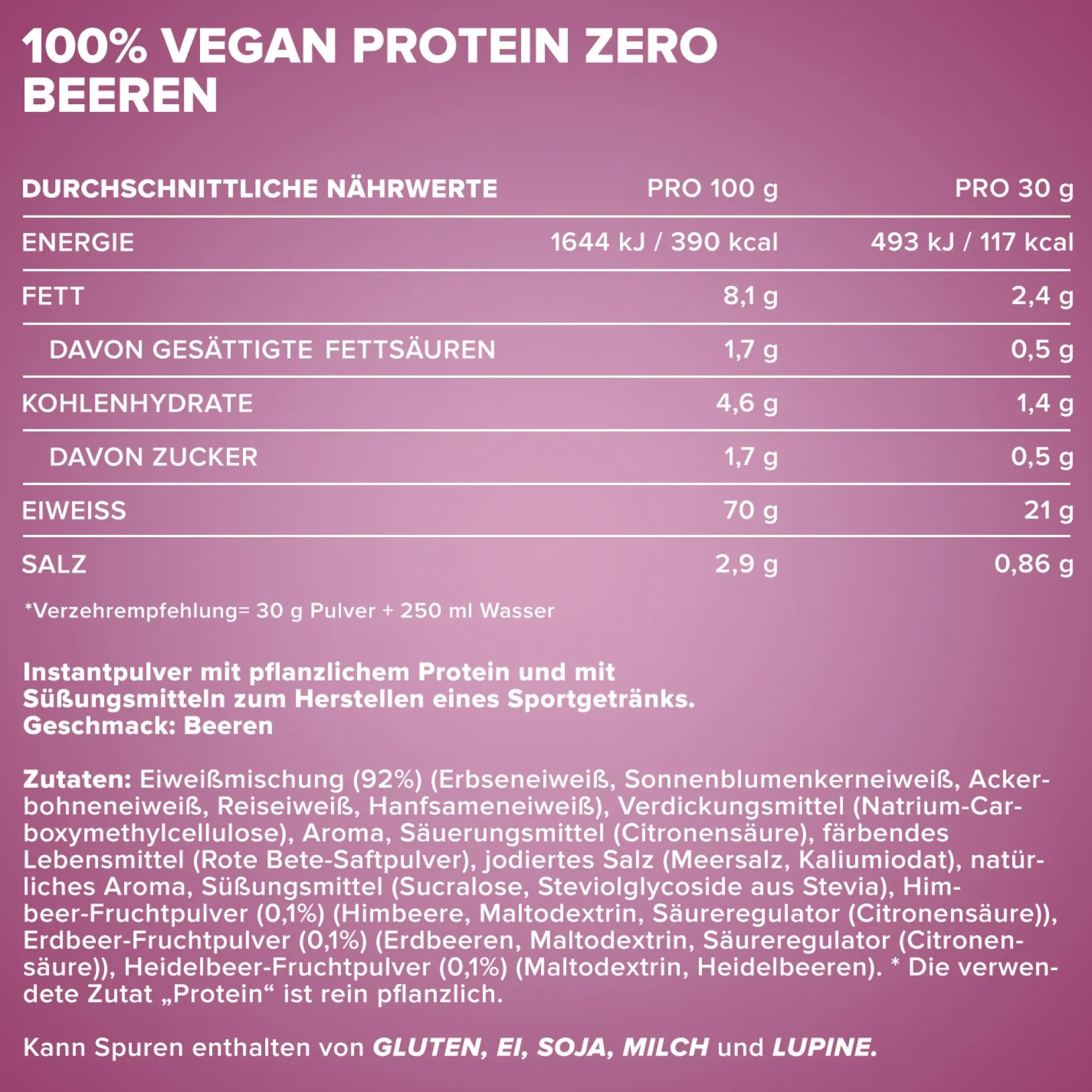 100% Vegan Protein Zero (500g)