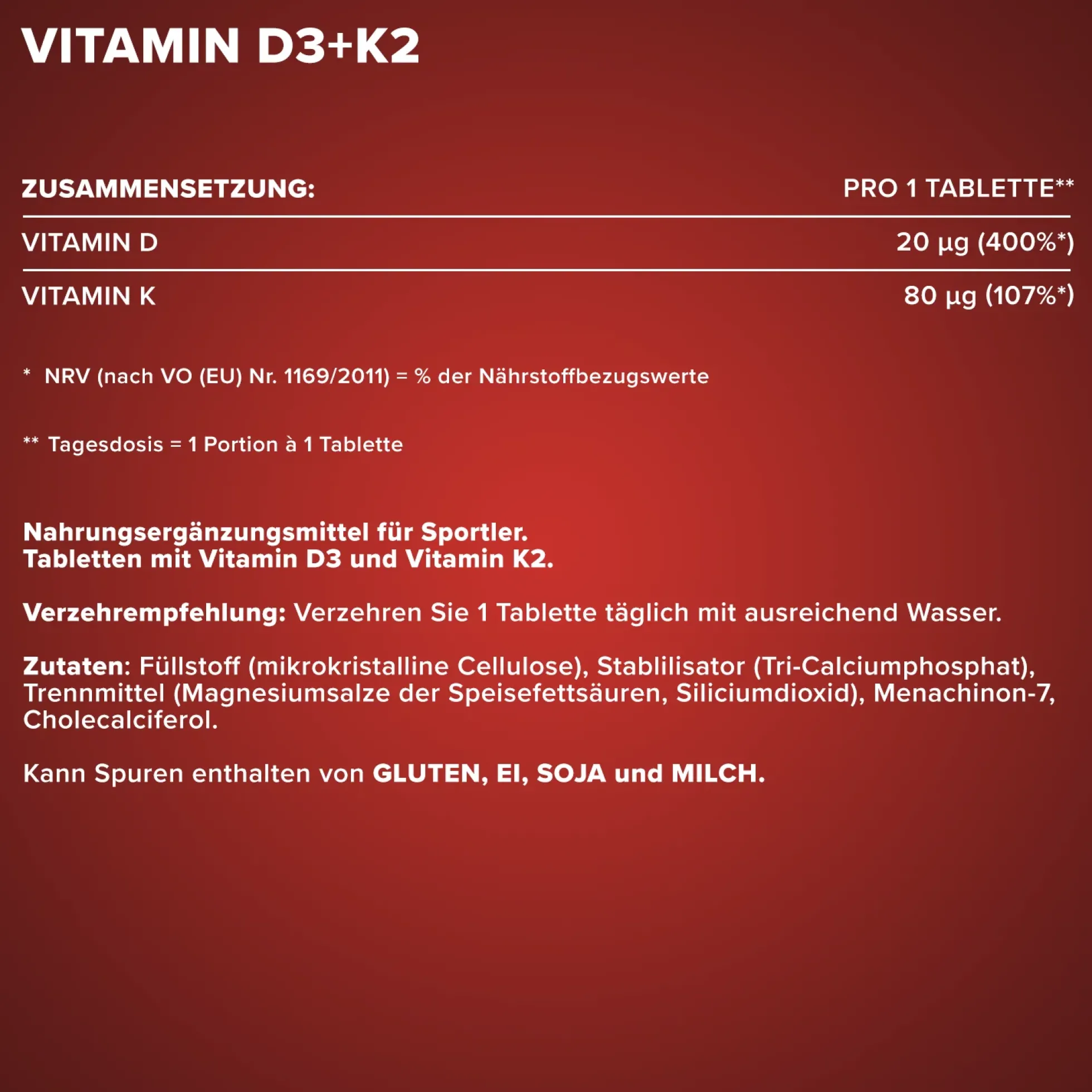 Vitamin D3 + K2